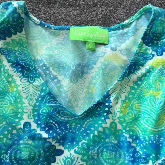 Pappagallo Blue and Green V-Neck Dress 2X excellent condition. - Picture 3 of 4